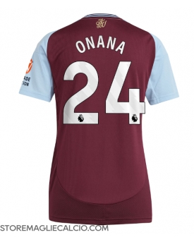 Aston Villa Amadou Onana #24 Maglia Gara Casa Repliche 2024-25 Donna Maniche Corte